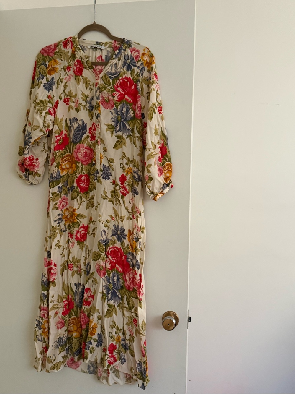 Zara Floral Button Down Cottage Core Midi Dress